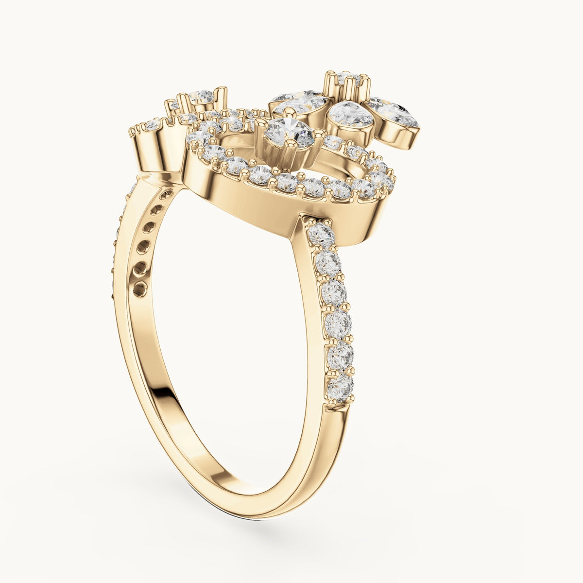 Pear cut lab-grown diamond half eternity band in 14K yellow gold, 0.55 CT TW, view 2