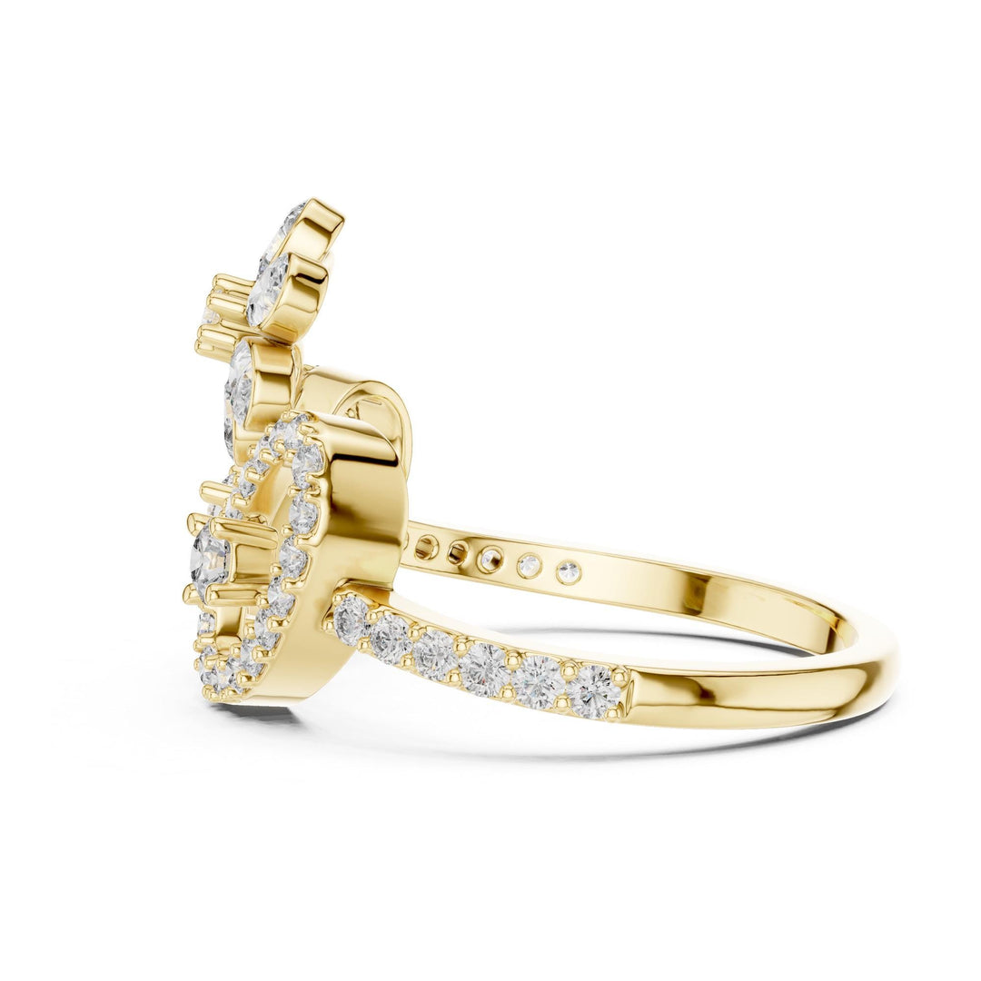 Pear Cut Lab Grown Diamond Half Eternity Band, 0.55ct Total, Solid Gold