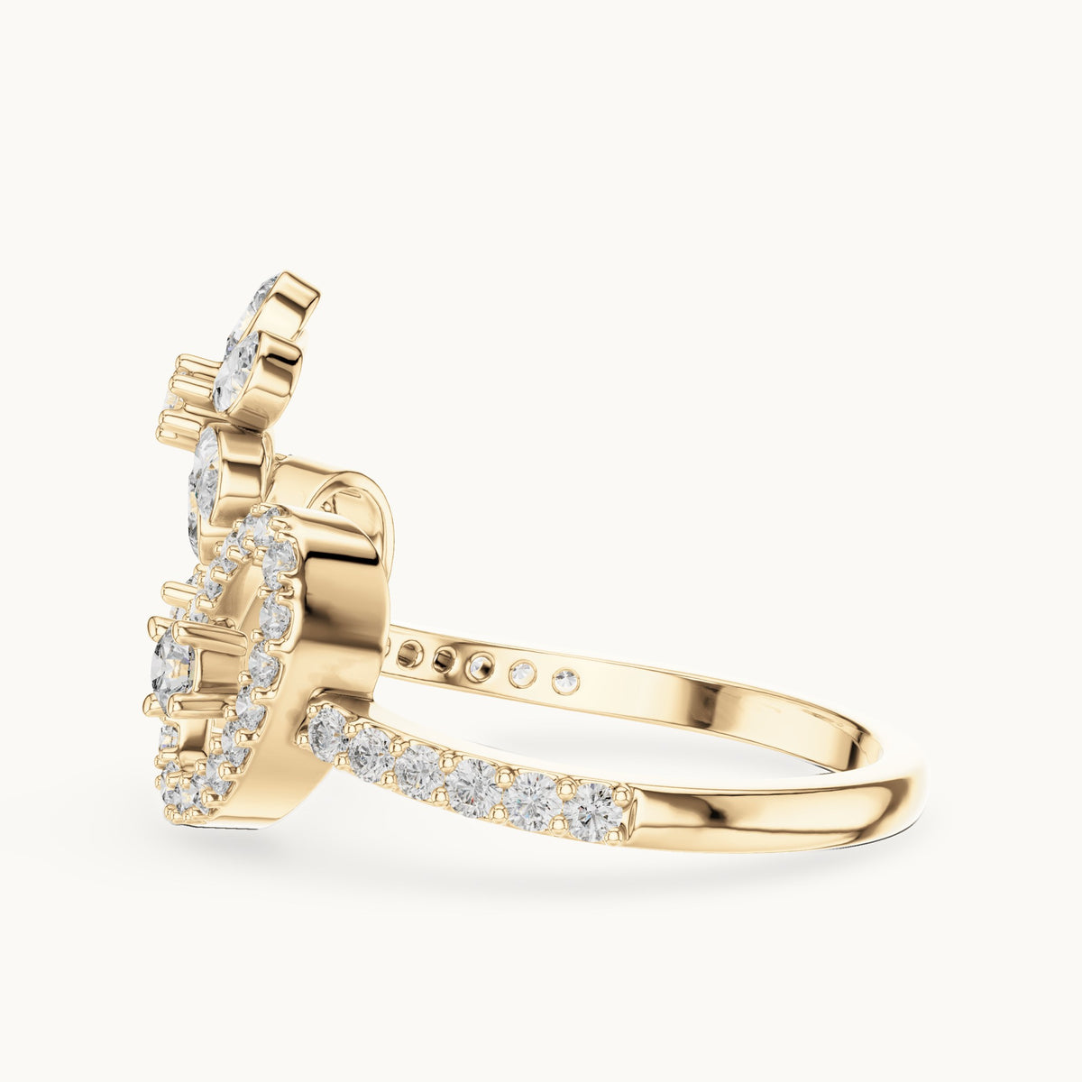 Pear cut lab-grown diamond half eternity band in 14K yellow gold, 0.55 CT TW, view 3