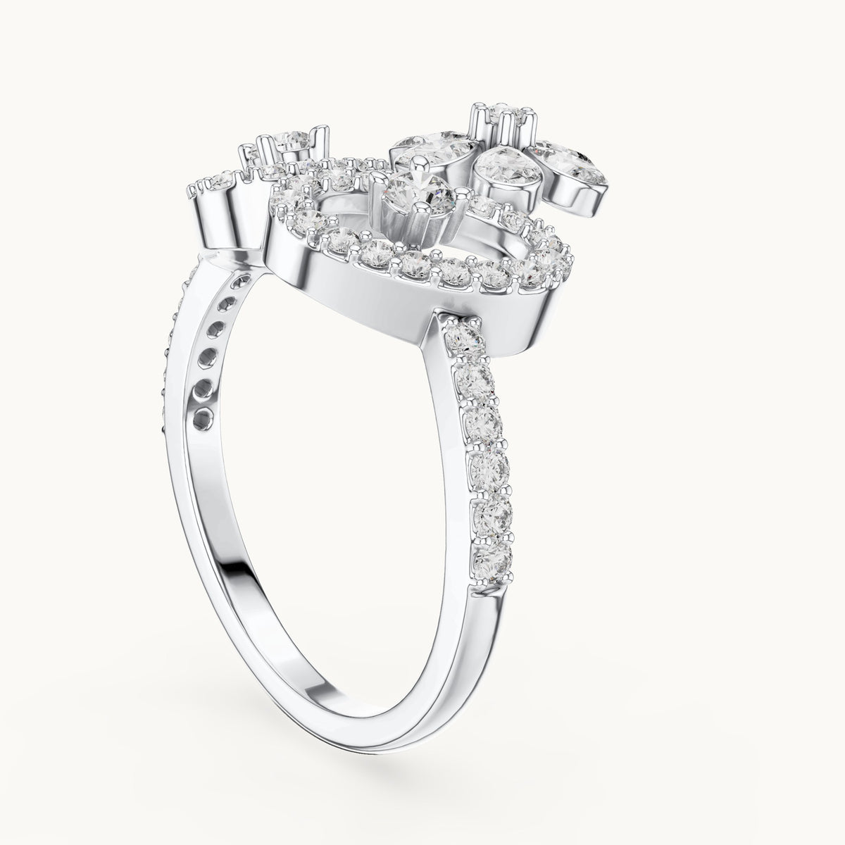 Pear cut lab-grown diamond half eternity band in 14K white gold, 0.55 CT TW, view 1
