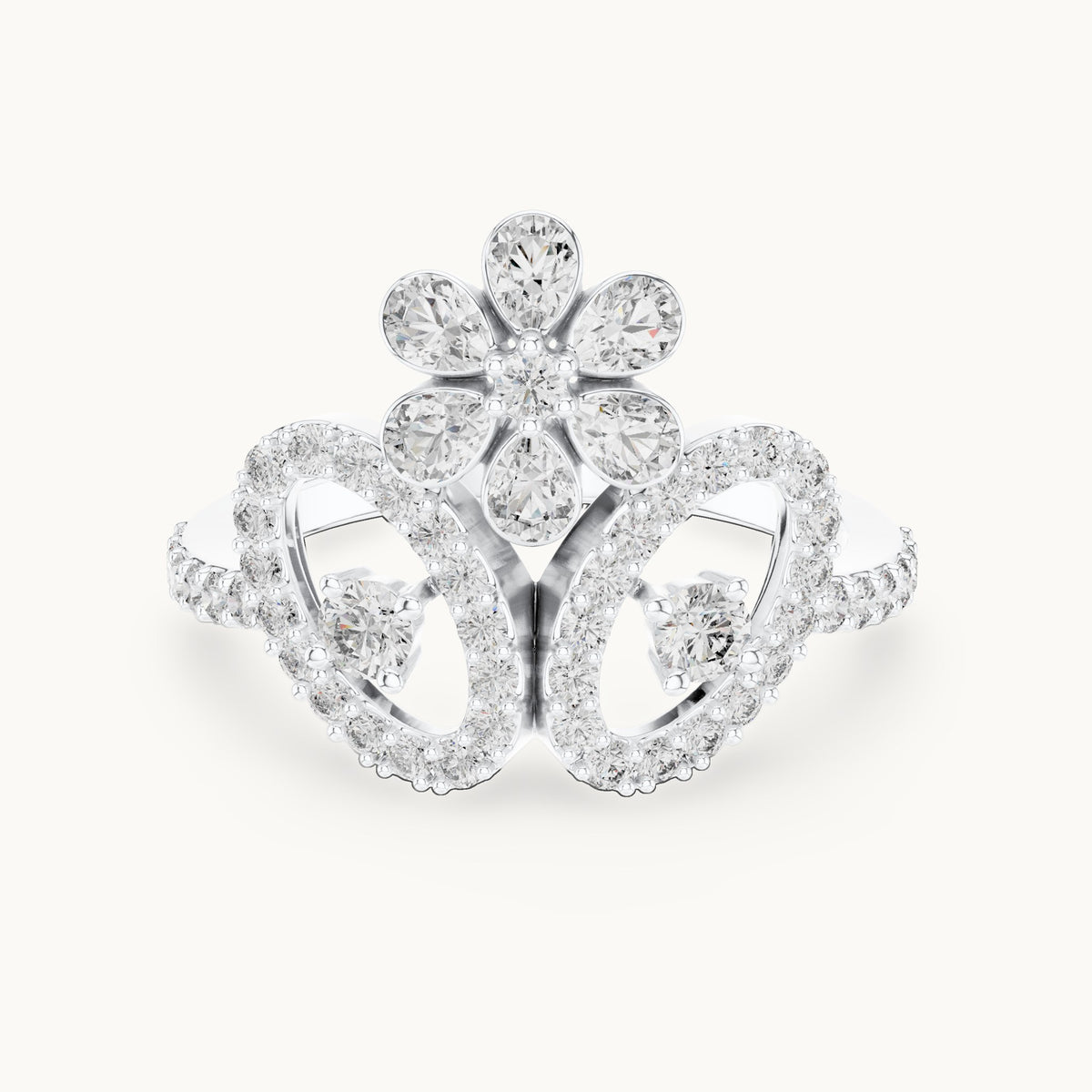 Pear cut lab-grown diamond half eternity band in 14K white gold, 0.55 CT TW, view 3