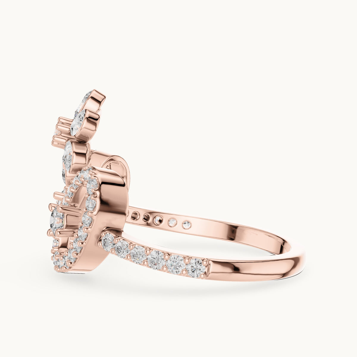 Pear cut lab-grown diamond half eternity band in 14K rose gold, 0.55 CT TW, view 2