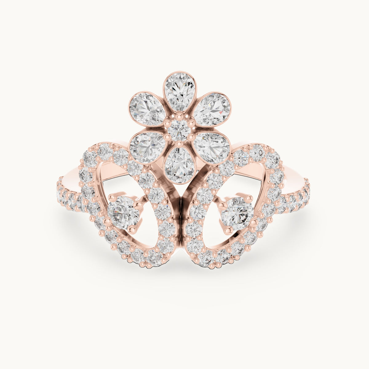 Pear cut lab-grown diamond half eternity band in 14K rose gold, 0.55 CT TW, view 3