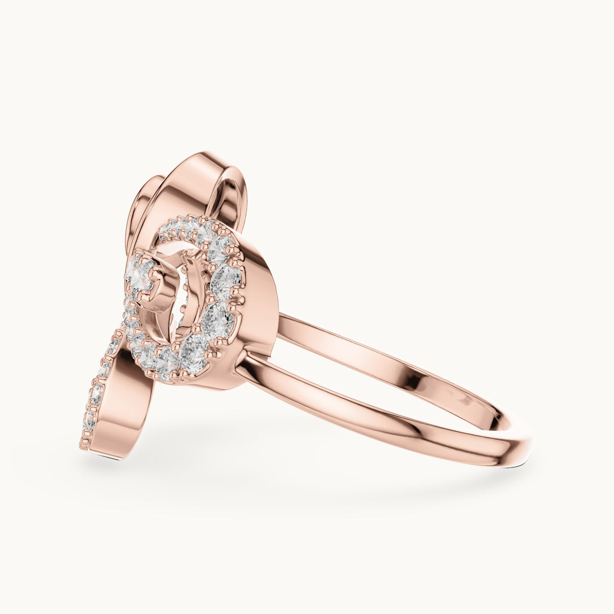 Round cut lab-grown diamond half eternity band in 14K rose gold, 0.42 CT TW, view 2