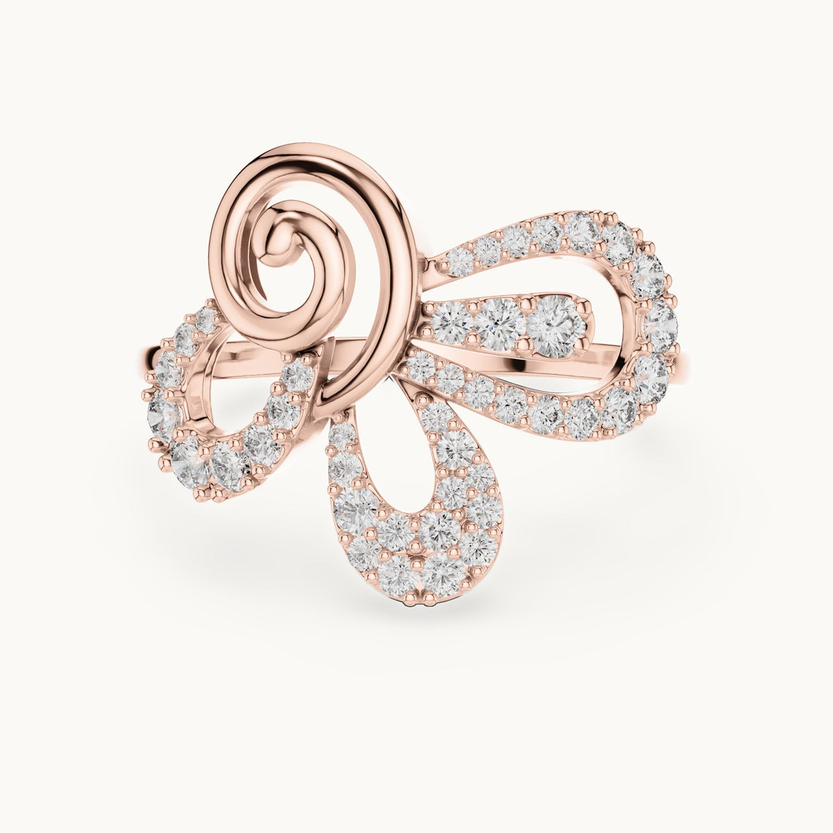 Round cut lab-grown diamond half eternity band in 14K rose gold, 0.42 CT TW, view 3
