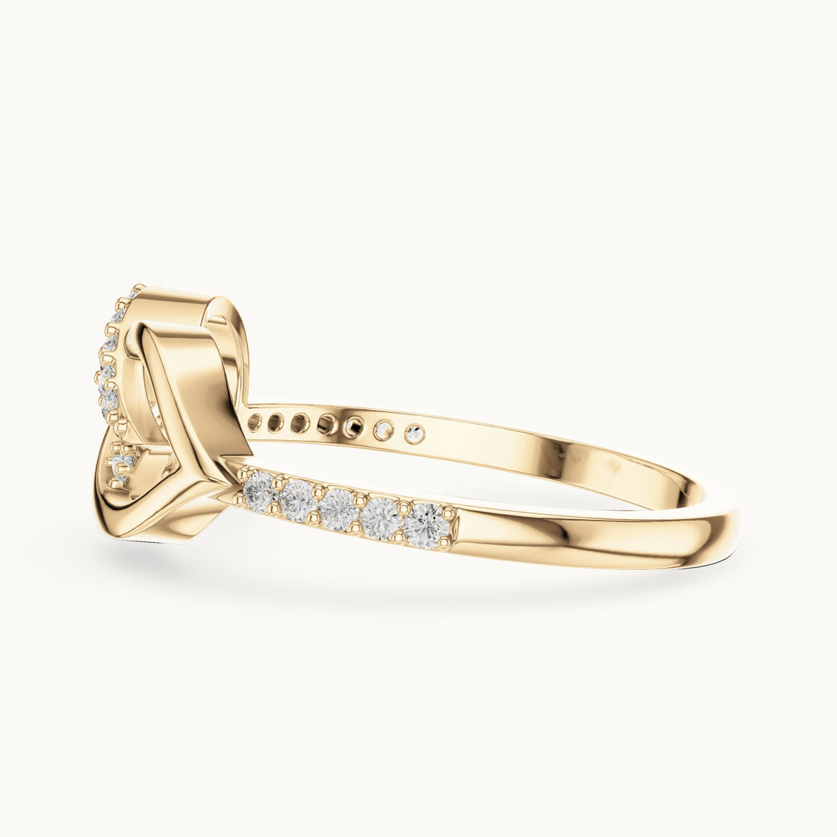 Round cut lab-grown diamond half eternity band in 14K yellow gold, 0.25 CT TW, view 3