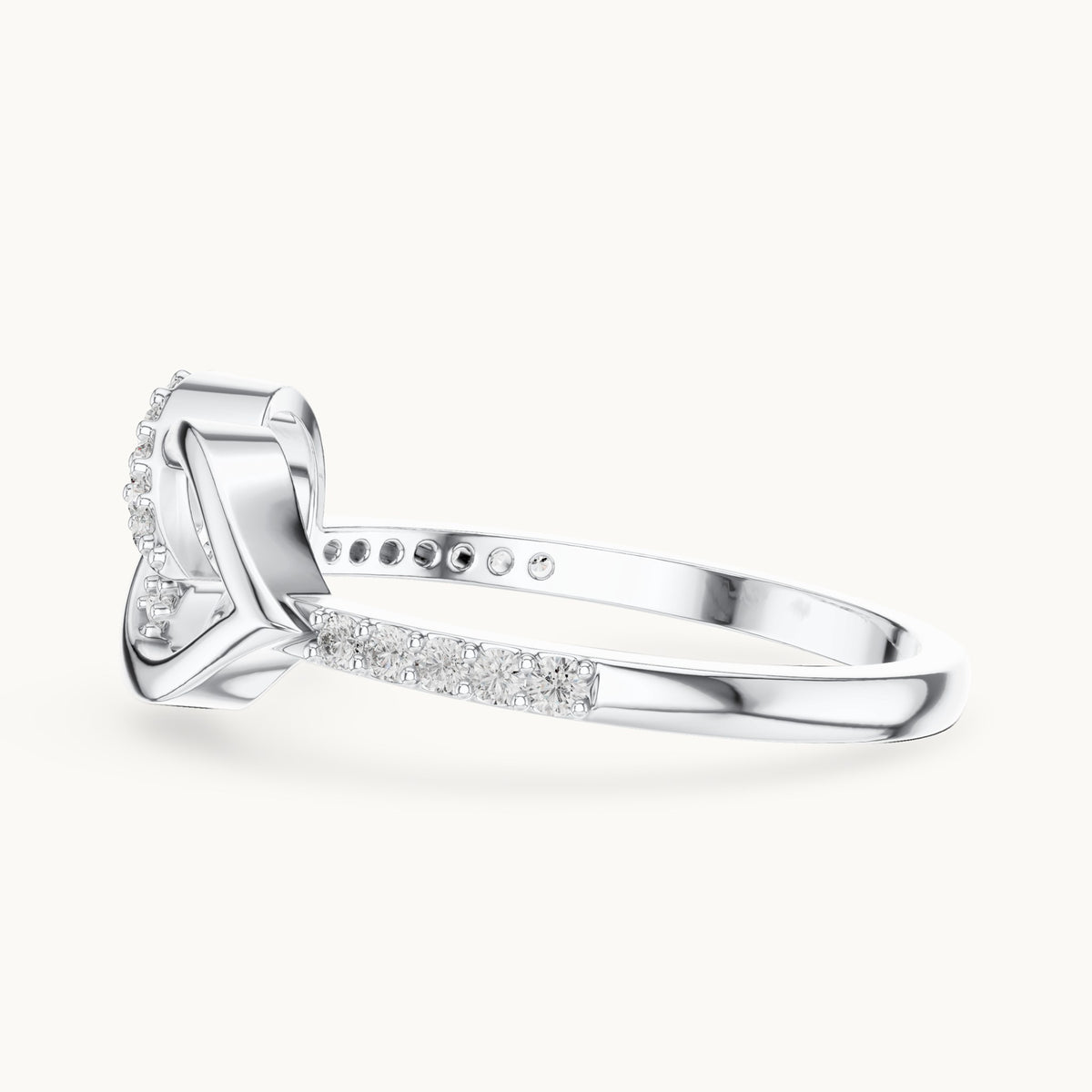 Round cut lab-grown diamond half eternity band in 14K white gold, 0.25 CT TW, view 2