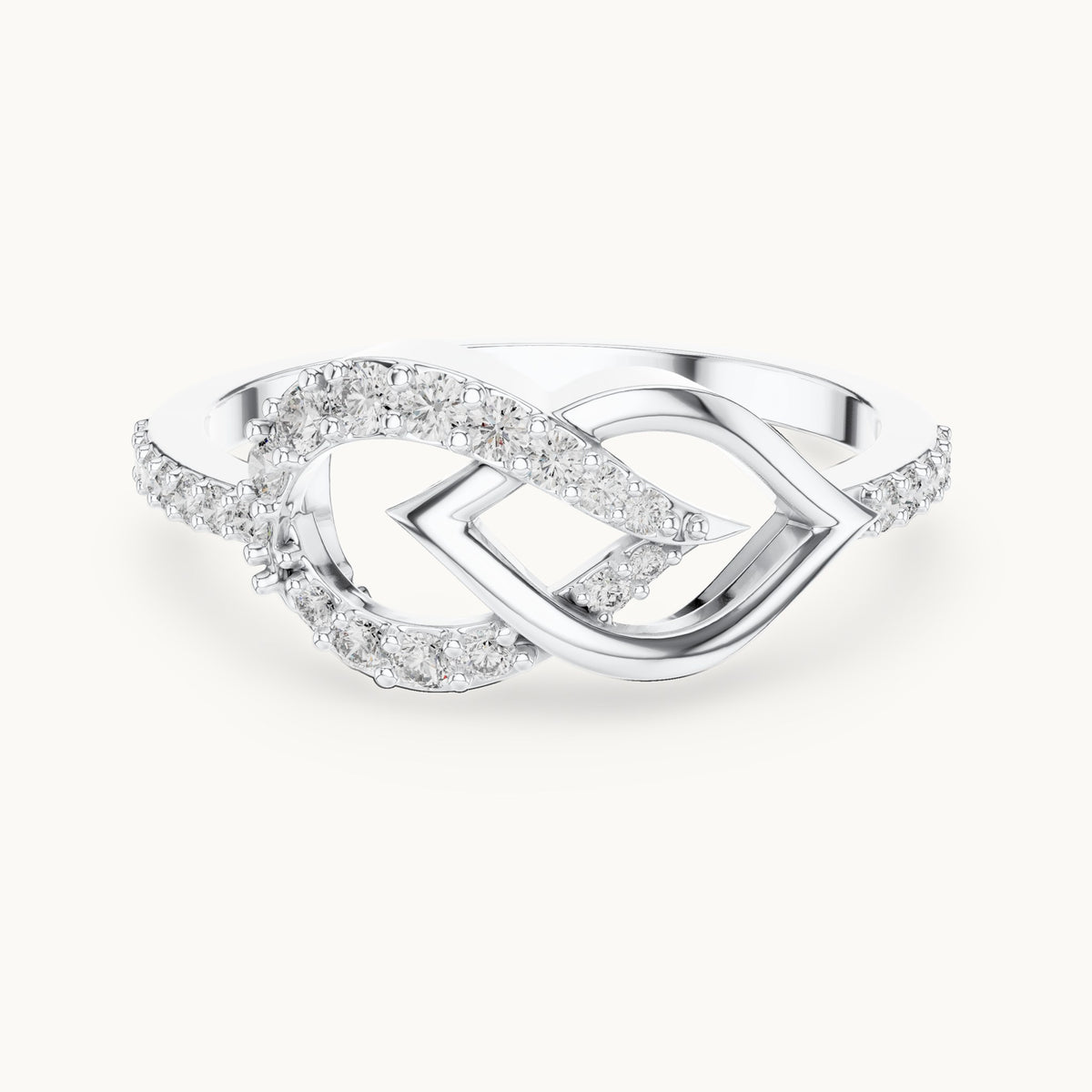 Round cut lab-grown diamond half eternity band in 14K white gold, 0.25 CT TW, view 3