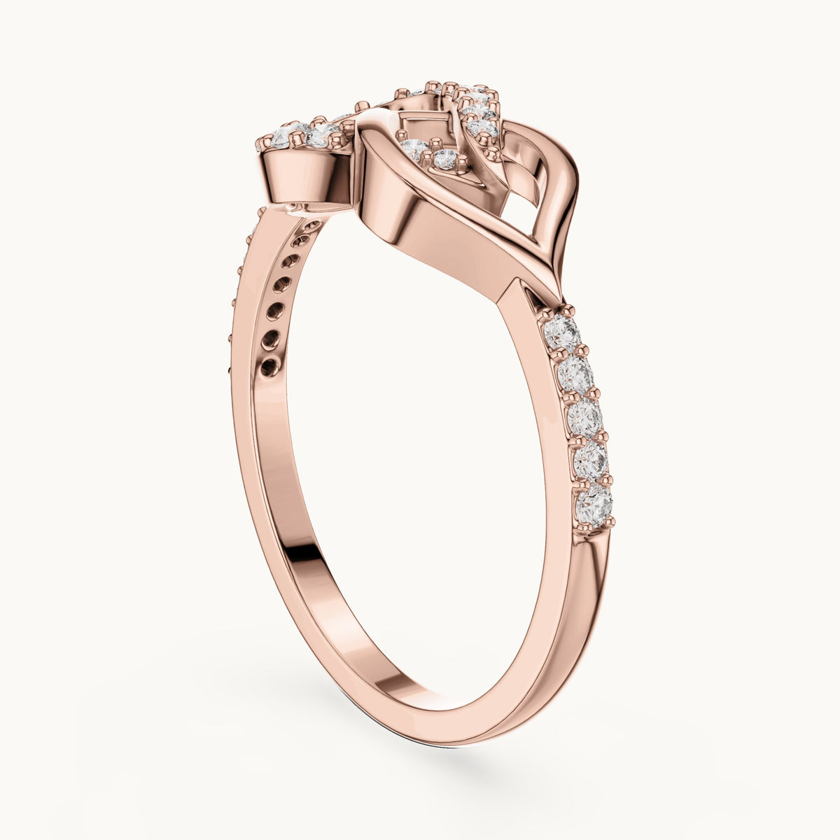 Round cut lab-grown diamond half eternity band in 14K rose gold, 0.25 CT TW, view 1