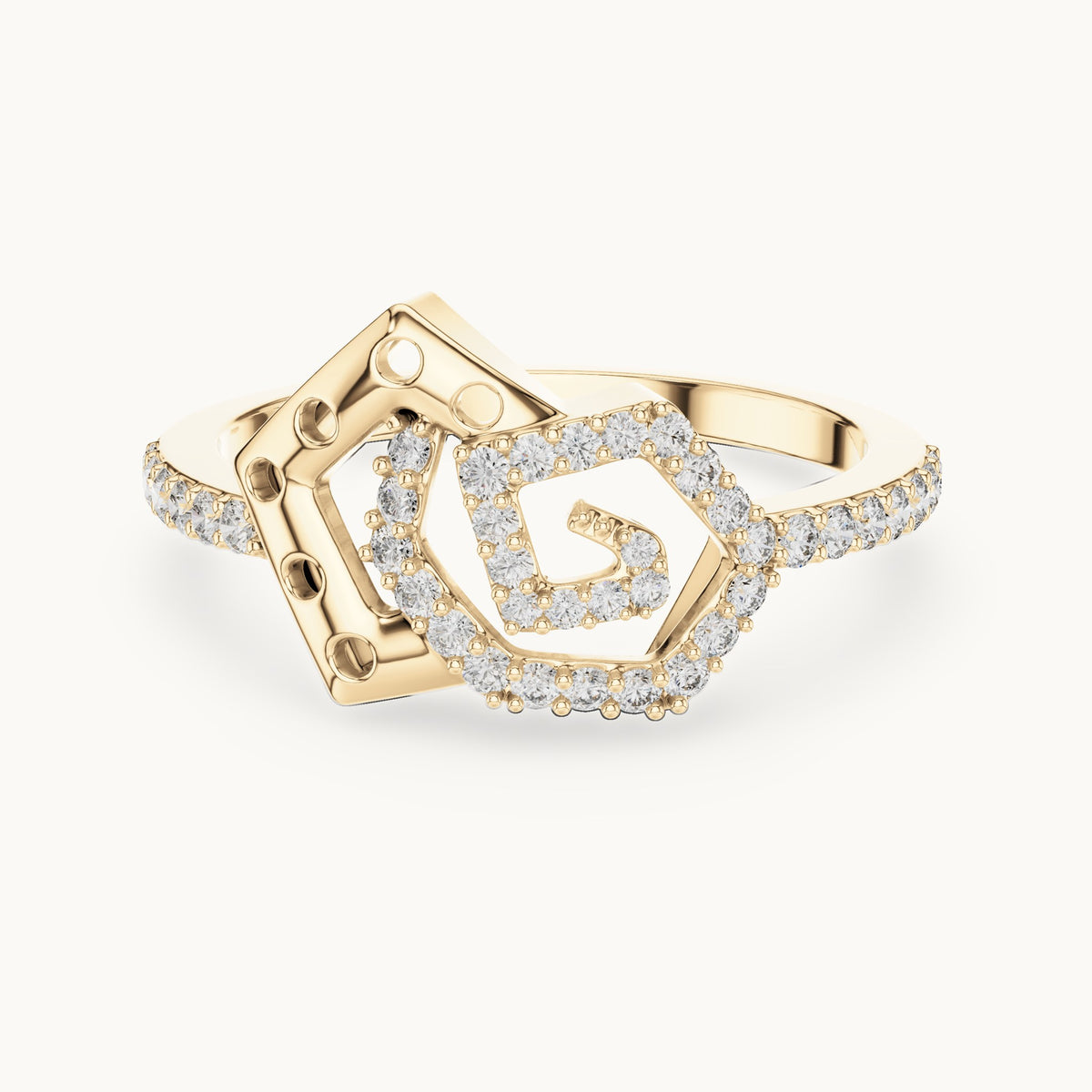 Round cut lab-grown diamond half eternity band in 14K yellow gold, 0.26 CT TW, view 1