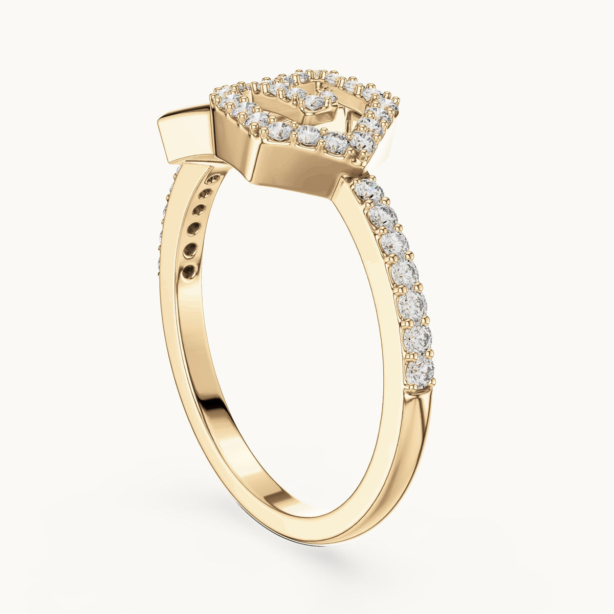 Round cut lab-grown diamond half eternity band in 14K yellow gold, 0.26 CT TW, view 2