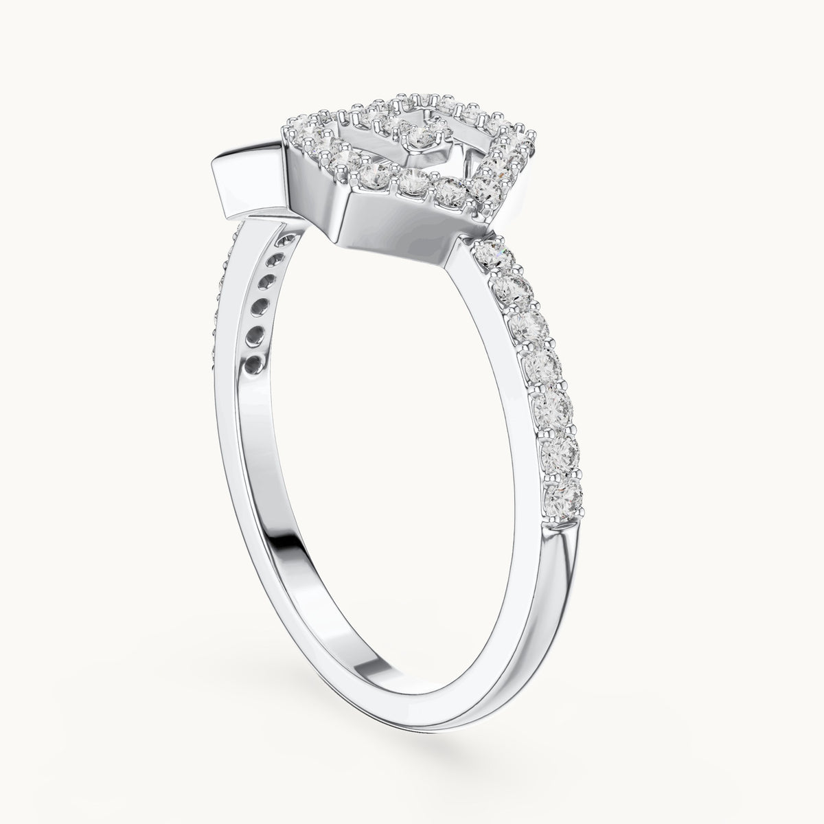 Round cut lab-grown diamond half eternity band in 14K white gold, 0.26 CT TW, view 1