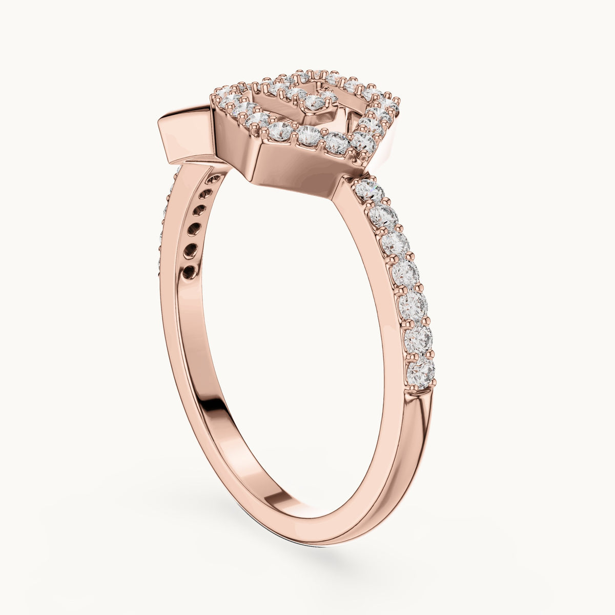 Round cut lab-grown diamond half eternity band in 14K rose gold, 0.26 CT TW, view 1