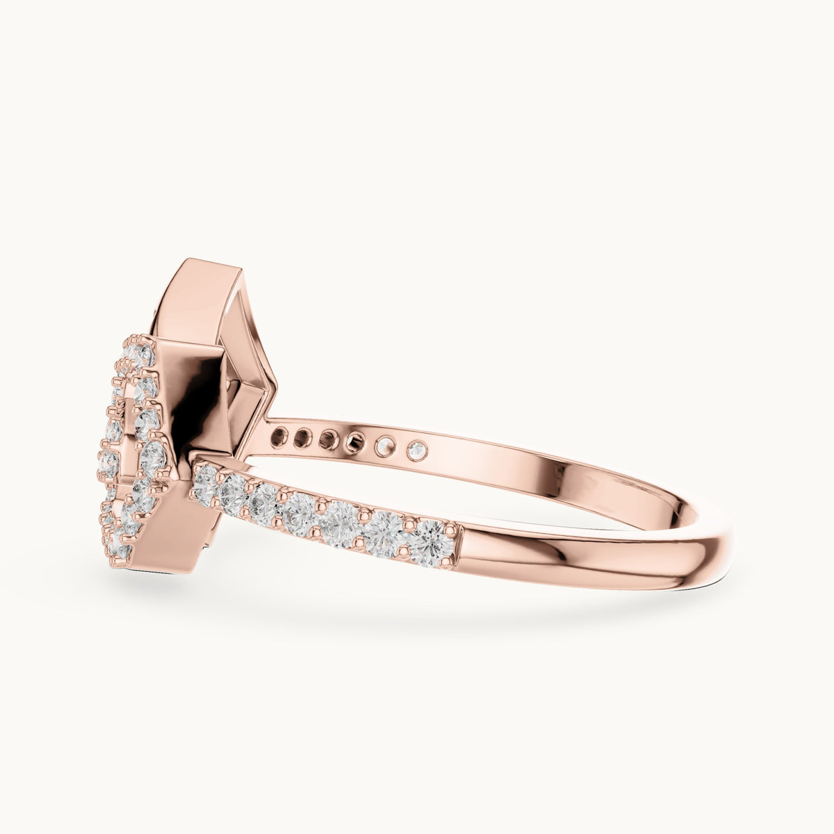 Round cut lab-grown diamond half eternity band in 14K rose gold, 0.26 CT TW, view 2