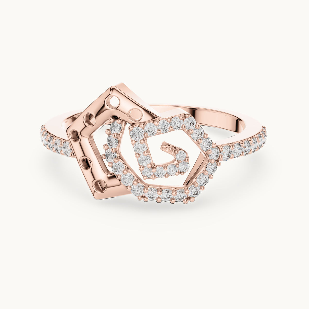 Round cut lab-grown diamond half eternity band in 14K rose gold, 0.26 CT TW, view 3