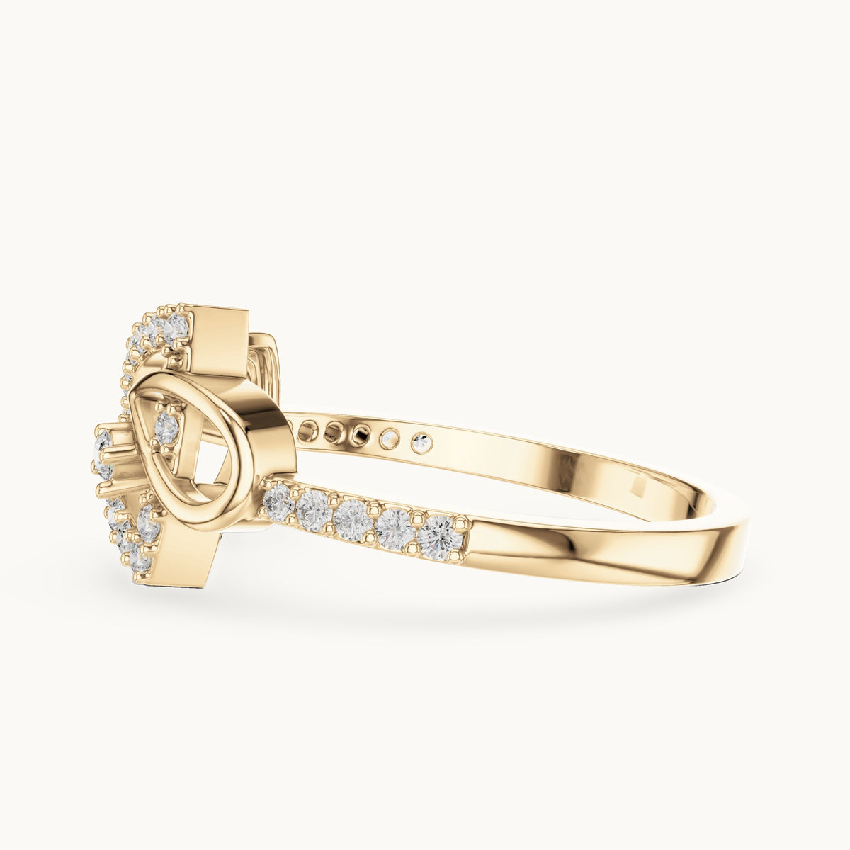 Round cut lab-grown diamond half eternity band in 14K yellow gold, 0.24 CT TW, view 3