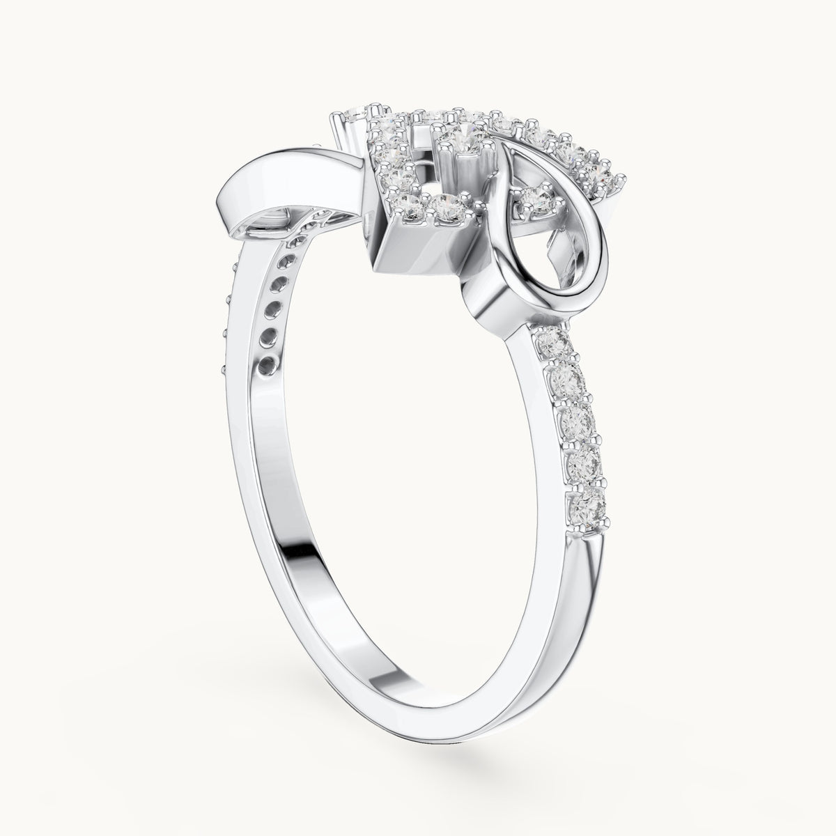 Round cut lab-grown diamond half eternity band in 14K white gold, 0.24 CT TW, view 1