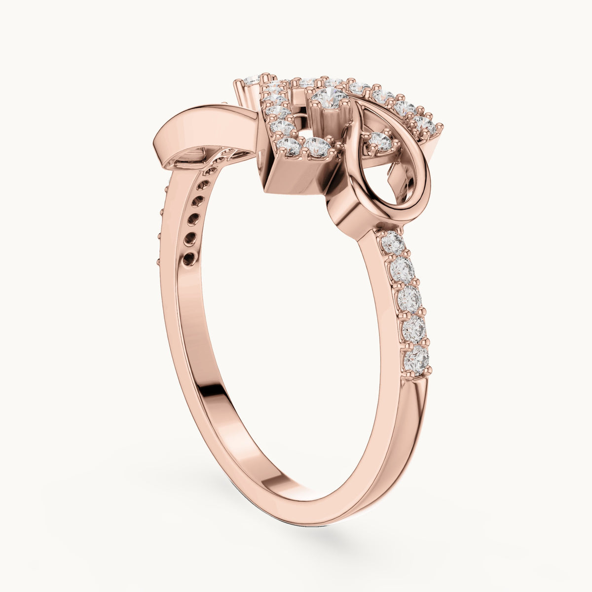 Round cut lab-grown diamond half eternity band in 14K rose gold, 0.24 CT TW, view 1