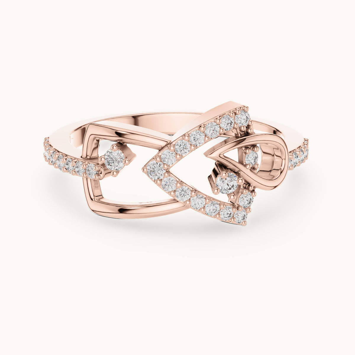 Round cut lab-grown diamond half eternity band in 14K rose gold, 0.24 CT TW, view 3