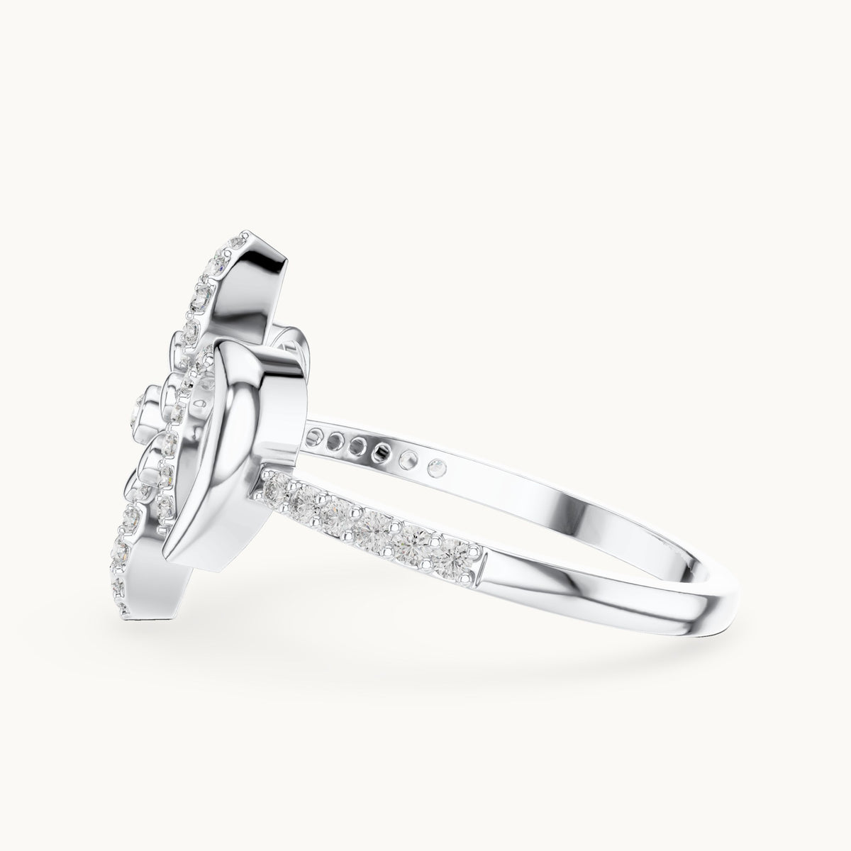 Round cut lab-grown diamond half eternity band in 14K white gold, 0.26 CT TW, view 2