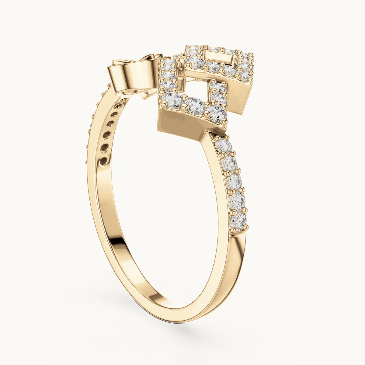 Round cut lab-grown diamond half eternity band in 14K yellow gold, 0.33 CT TW, view 2