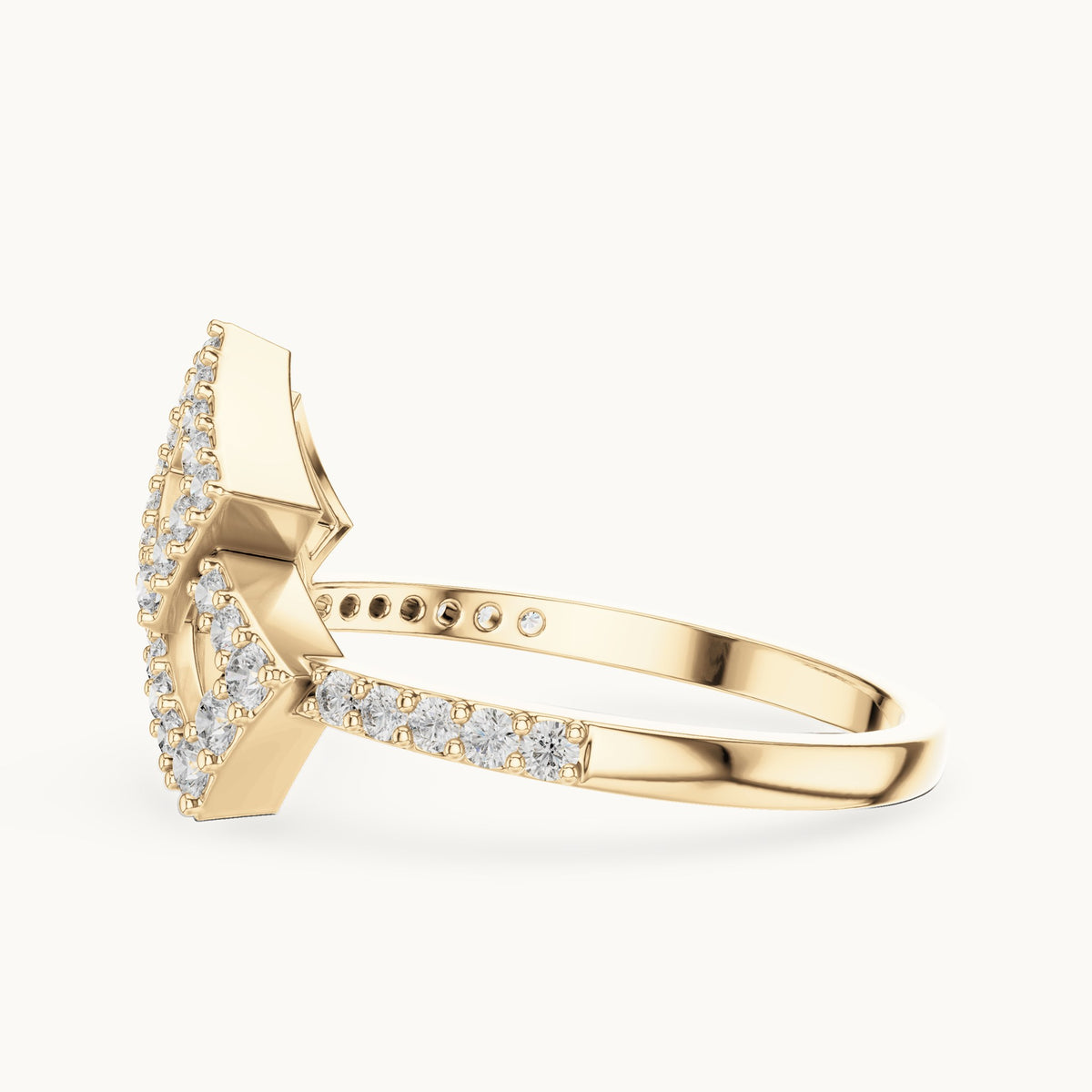Round cut lab-grown diamond half eternity band in 14K yellow gold, 0.33 CT TW, view 3