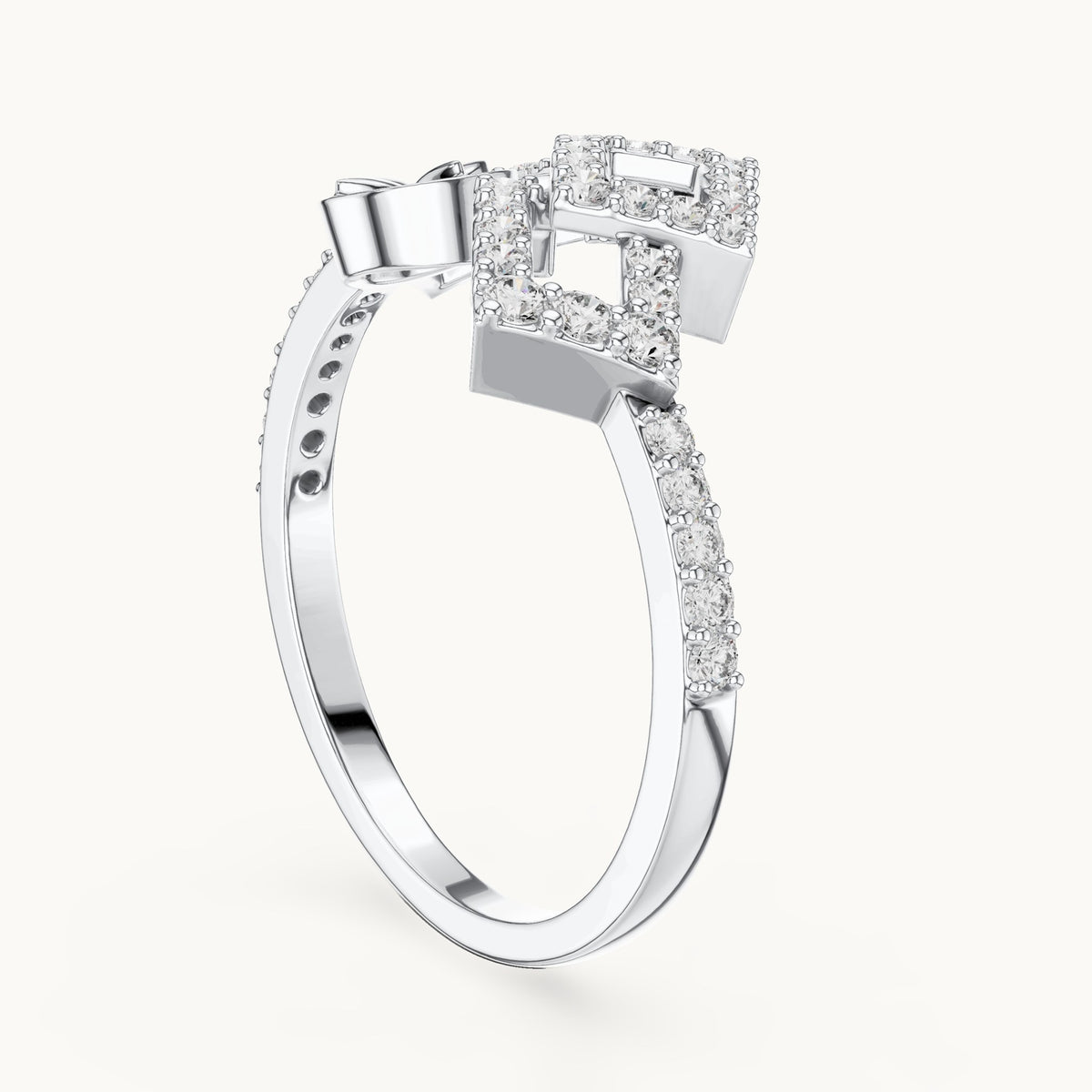 Round cut lab-grown diamond half eternity band in 14K white gold, 0.33 CT TW, view 1