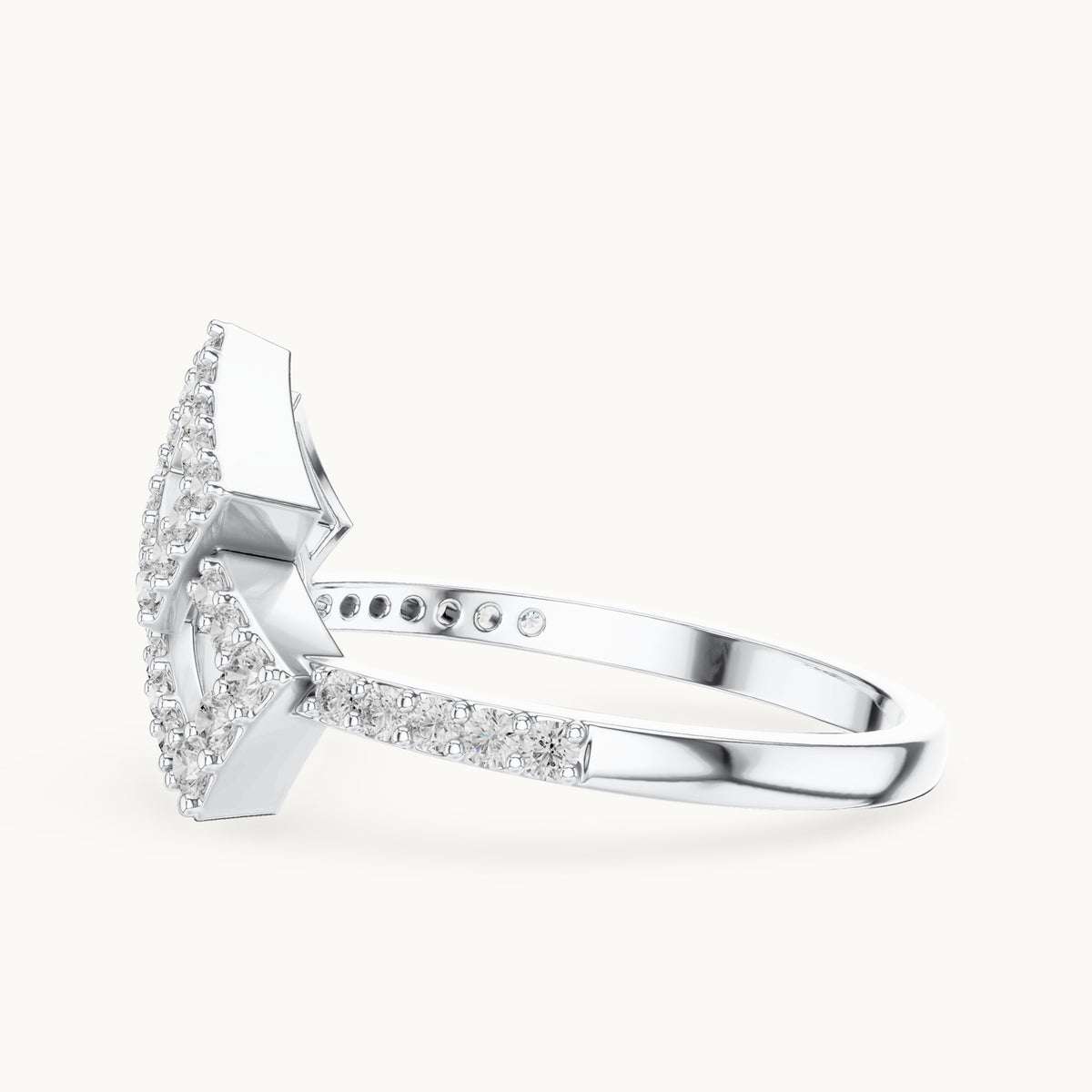 Round cut lab-grown diamond half eternity band in 14K white gold, 0.33 CT TW, view 2