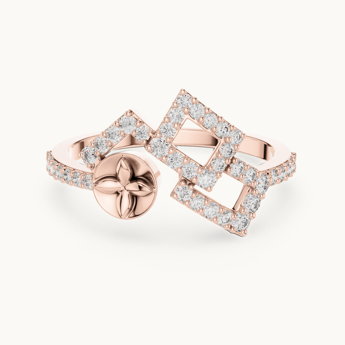 Round cut lab-grown diamond half eternity band in 14K rose gold, 0.33 CT TW, view 3