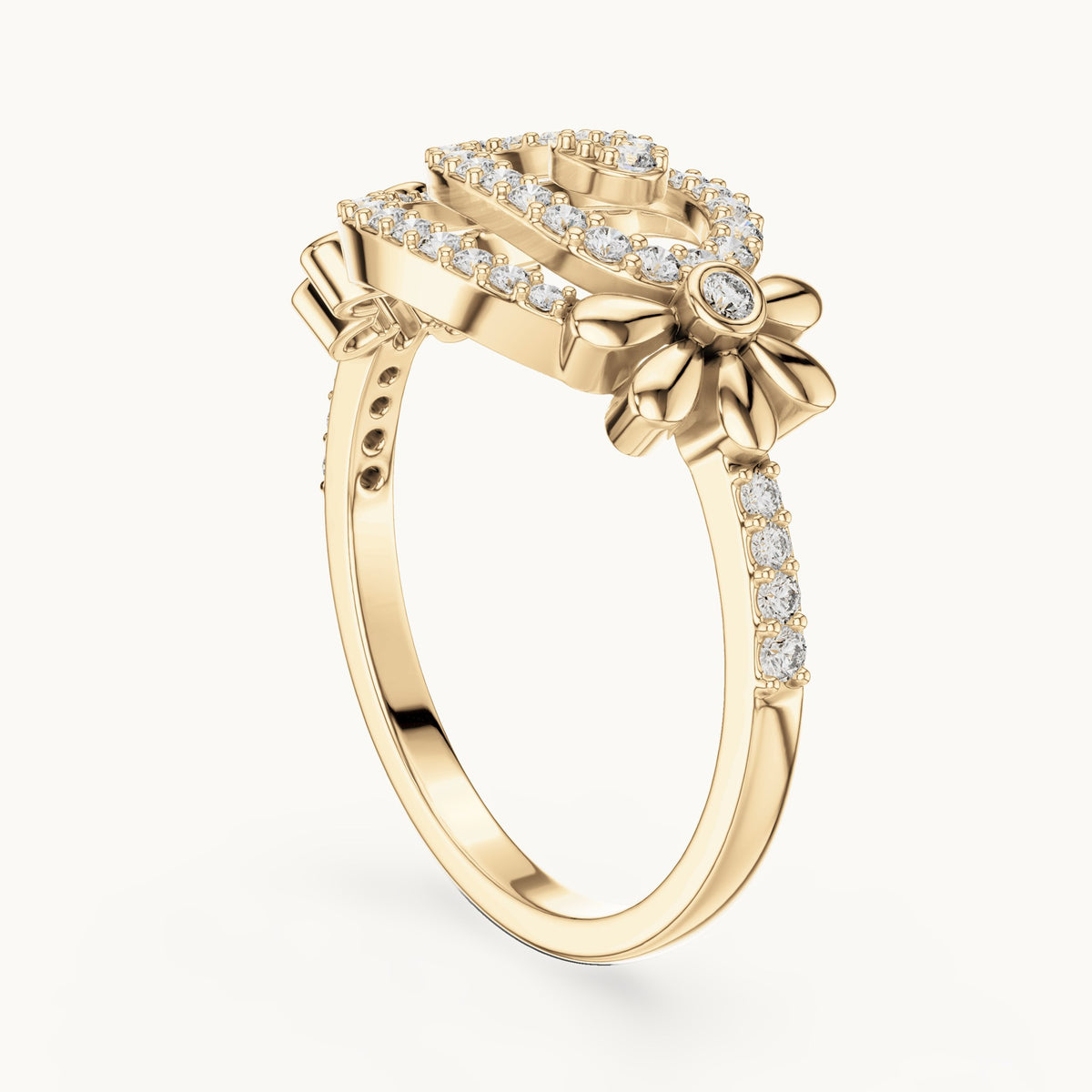 Round cut lab-grown diamond half eternity band in 14K yellow gold, 0.34 CT TW, view 2