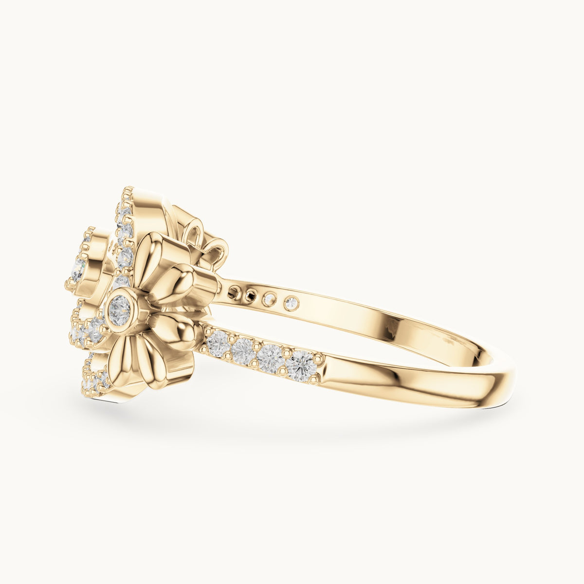Round cut lab-grown diamond half eternity band in 14K yellow gold, 0.34 CT TW, view 3