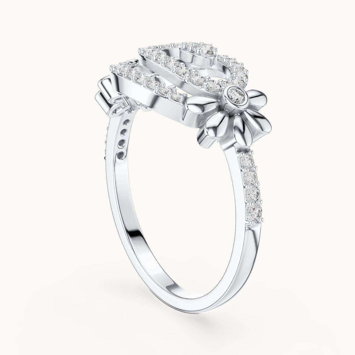 Round cut lab-grown diamond half eternity band in 14K white gold, 0.34 CT TW, view 1