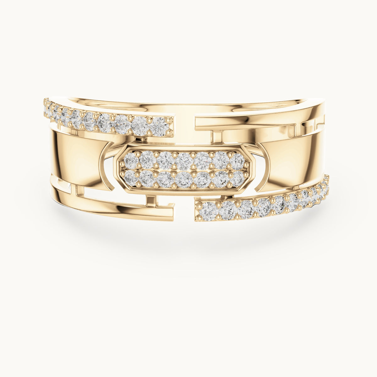 Round cut lab-grown diamond half eternity band, 0.32 CT TW, 36 stones, in solid gold (style L05-0006)