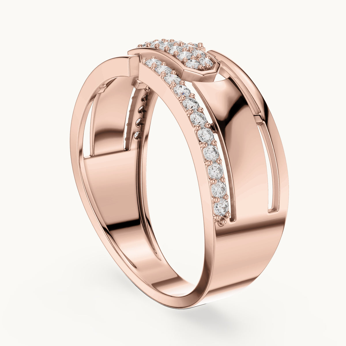 Round cut lab-grown diamond half eternity band, 0.32 CT TW, solid gold, view 7