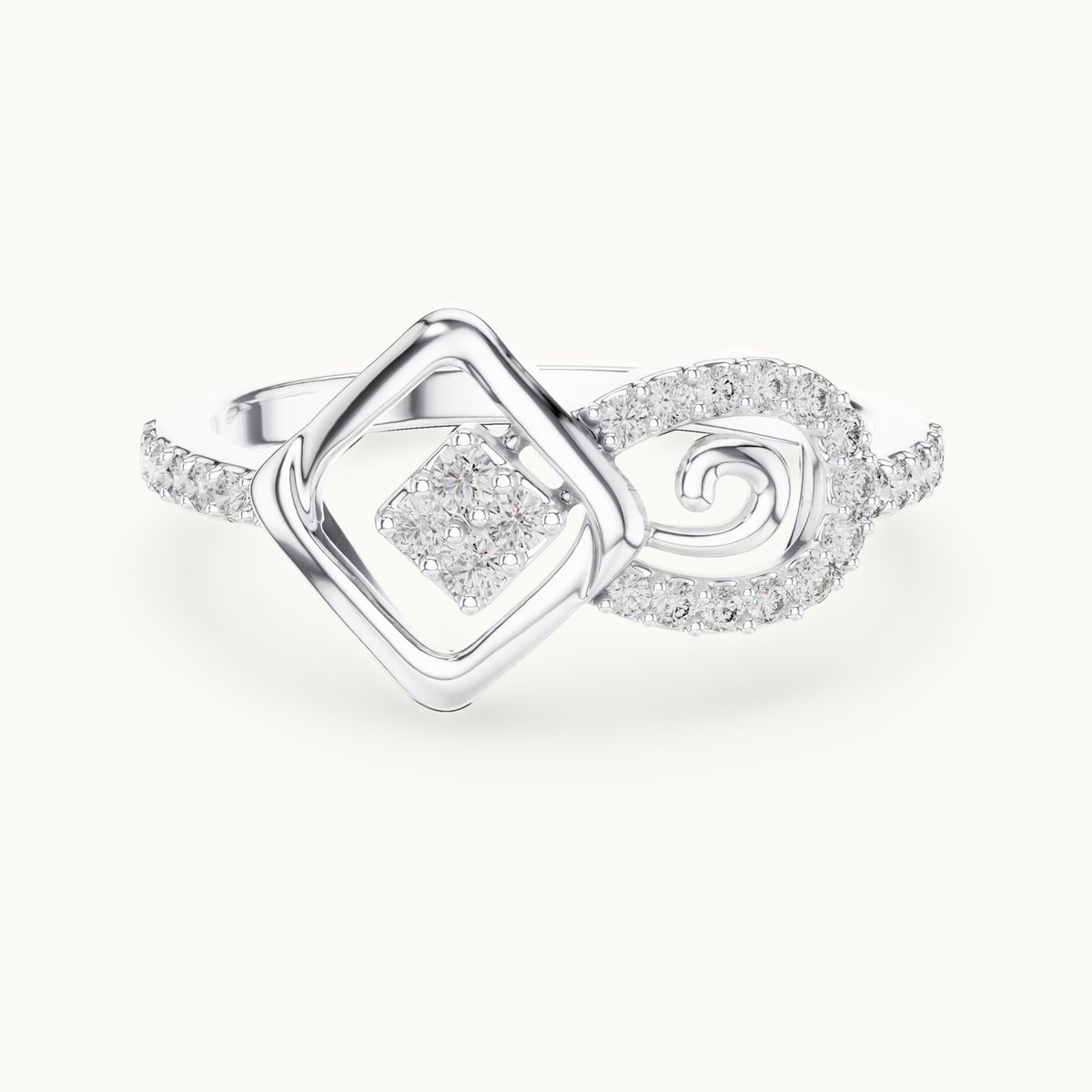 Round cut lab-grown diamond half eternity band in 14K white gold, 0.24 CT TW, view 3