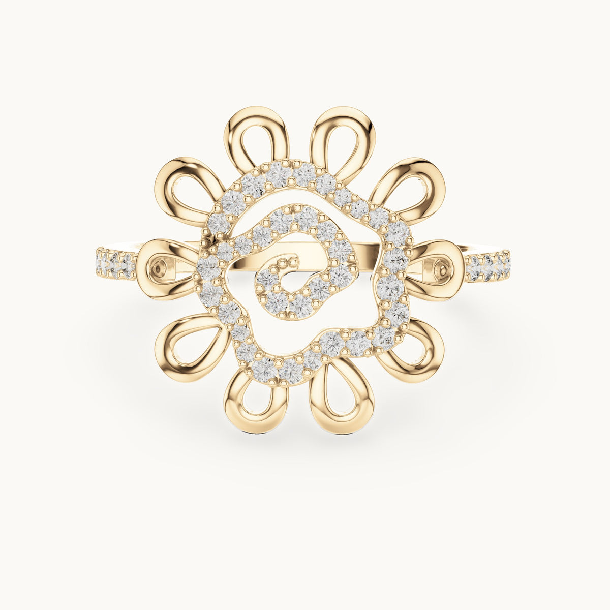 Round cut lab-grown diamond half eternity band in 14K yellow gold, 0.26 CT TW, view 1