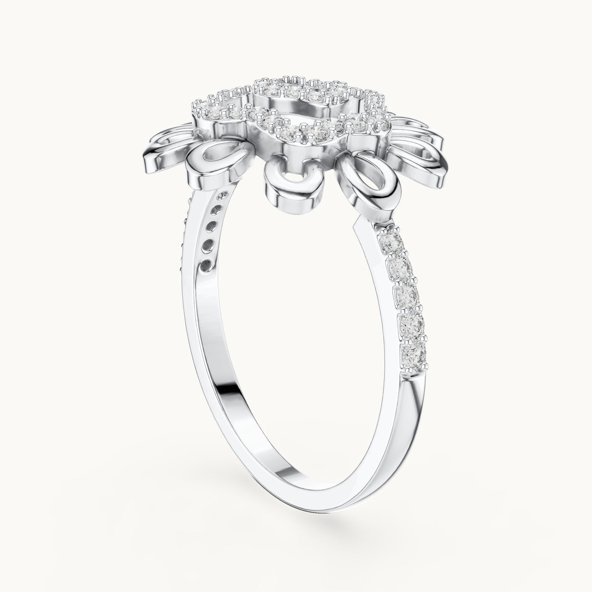 Round cut lab-grown diamond half eternity band in 14K white gold, 0.26 CT TW, view 1