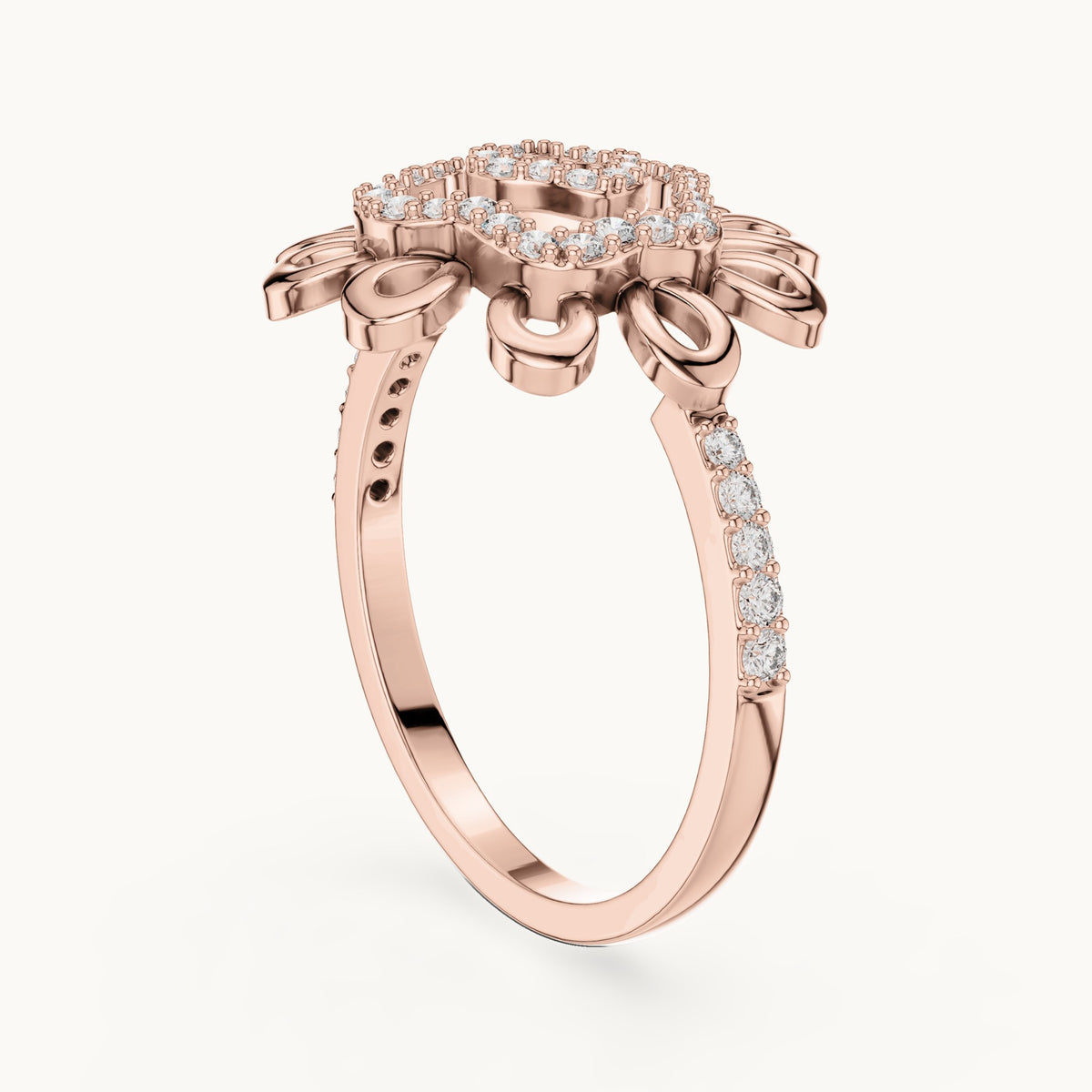 Round cut lab-grown diamond half eternity band in 14K rose gold, 0.26 CT TW, view 1
