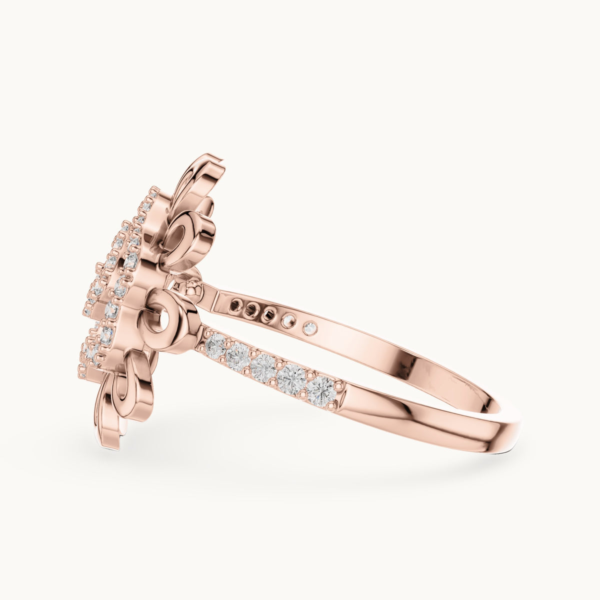 Round cut lab-grown diamond half eternity band in 14K rose gold, 0.26 CT TW, view 2