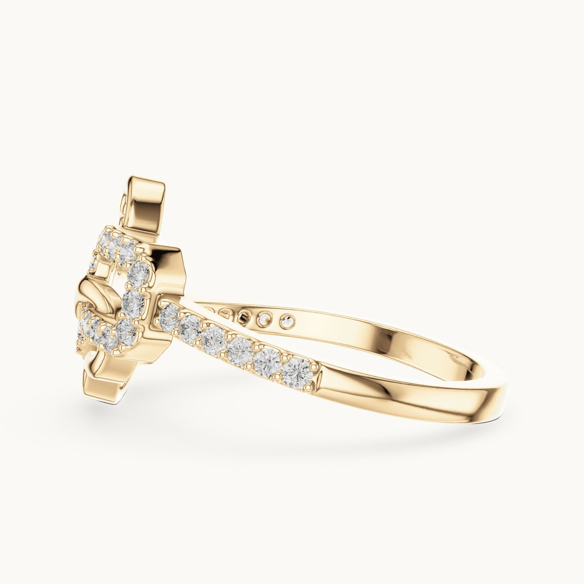 Round cut lab-grown diamond half eternity band in 14K yellow gold, 0.30 CT TW, view 3