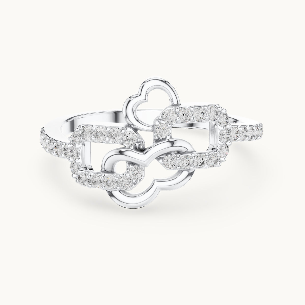 Round cut lab-grown diamond half eternity band in 14K white gold, 0.30 CT TW, view 3