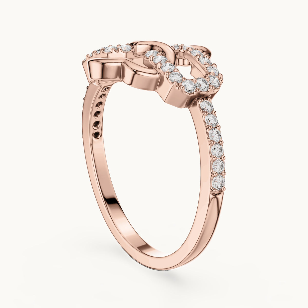 Round cut lab-grown diamond half eternity band in 14K rose gold, 0.30 CT TW, view 1