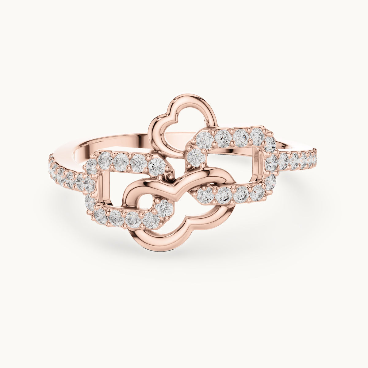 Round cut lab-grown diamond half eternity band in 14K rose gold, 0.30 CT TW, view 3