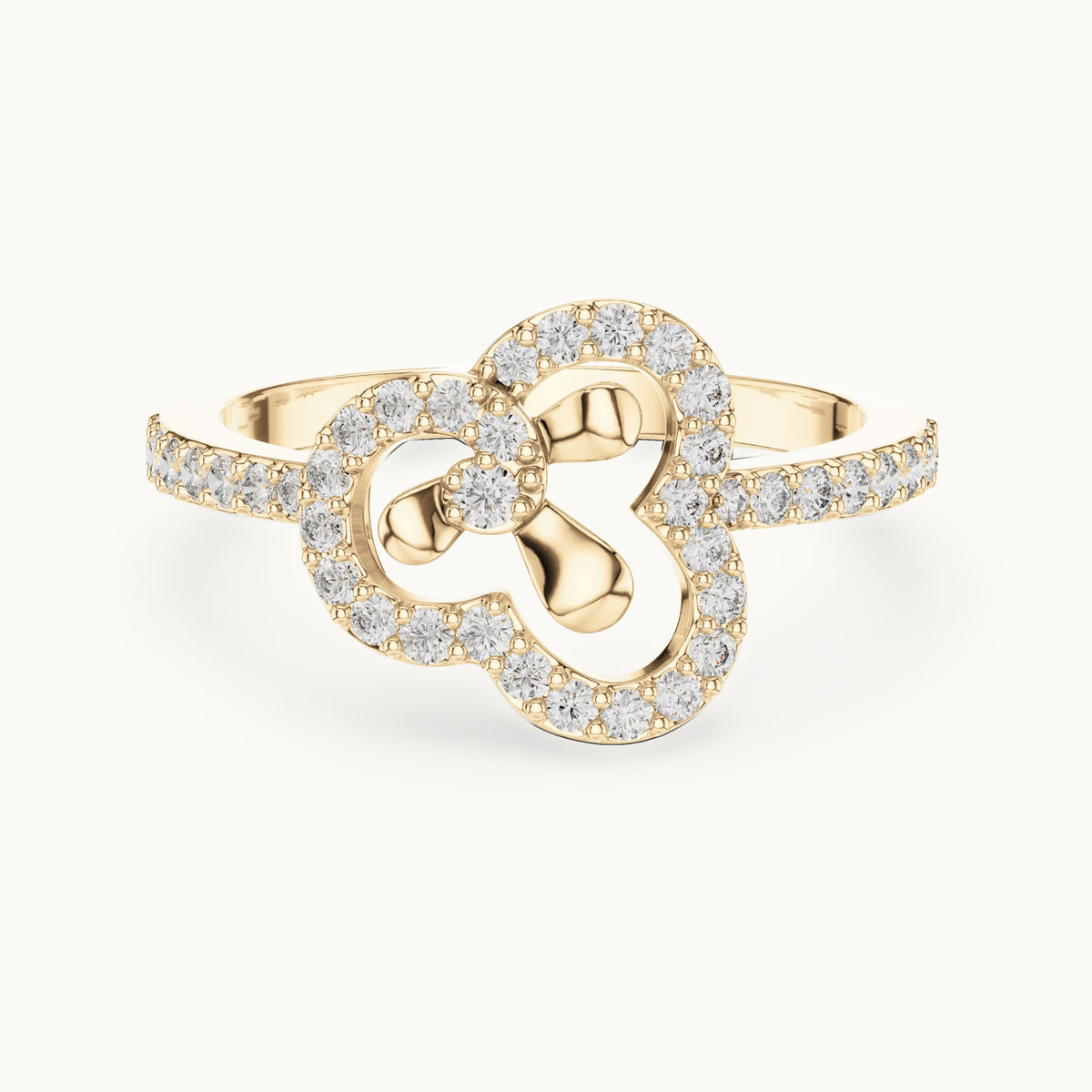 Round cut lab-grown diamond half eternity band in 14K yellow gold, 0.37 CT TW, view 1