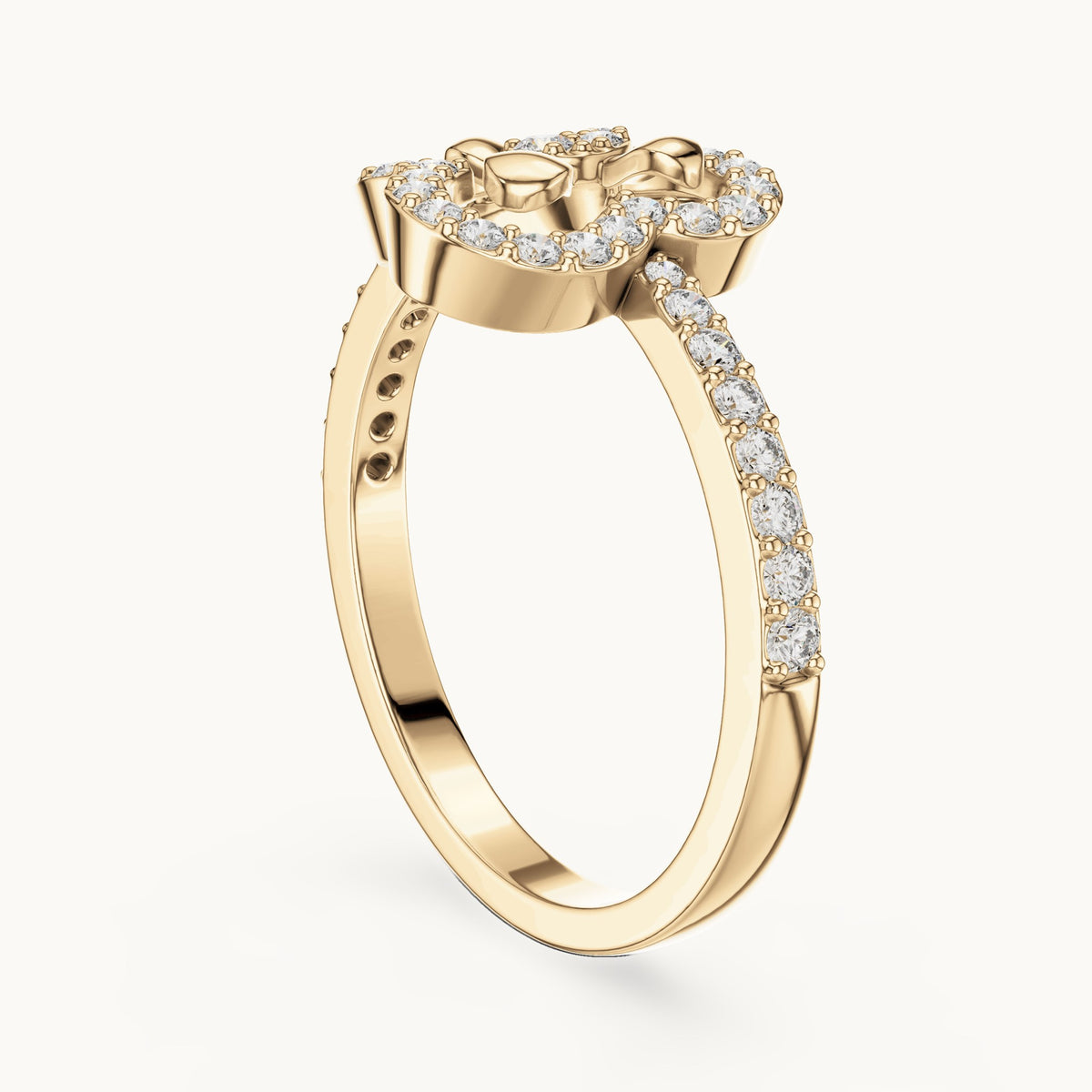 Round cut lab-grown diamond half eternity band in 14K yellow gold, 0.37 CT TW, view 2
