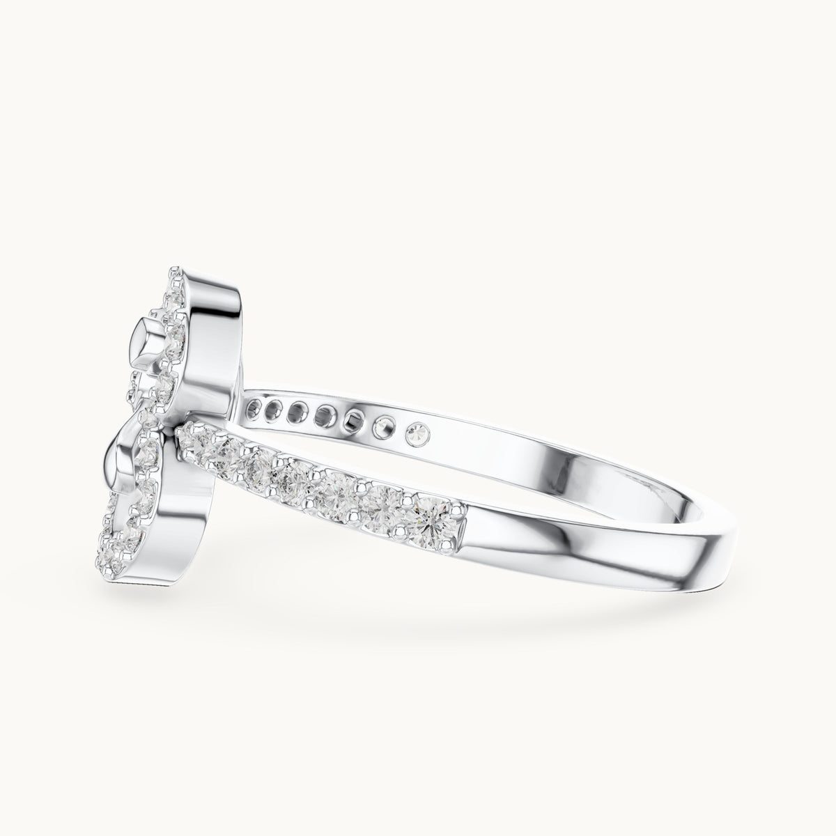 Round cut lab-grown diamond half eternity band in 14K white gold, 0.37 CT TW, view 2