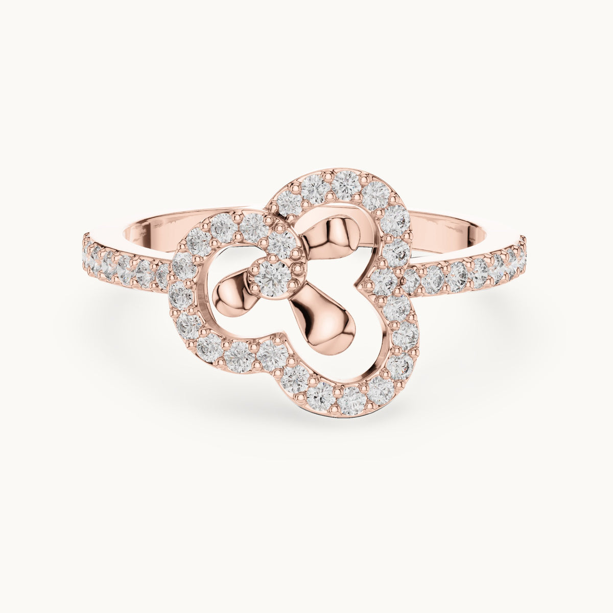 Round cut lab-grown diamond half eternity band in 14K rose gold, 0.37 CT TW, view 3