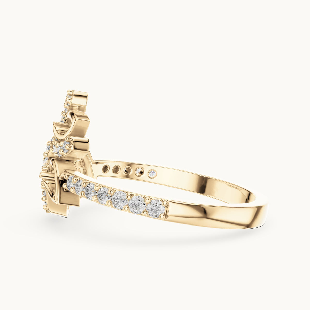 Round cut lab-grown diamond half eternity band, 0.31 CT TW, solid gold, view 3