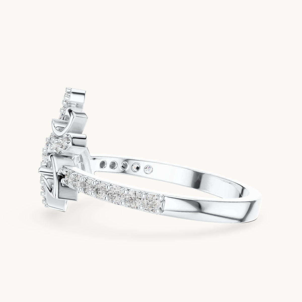 Round cut lab-grown diamond half eternity band, 0.31 CT TW, solid gold, view 5