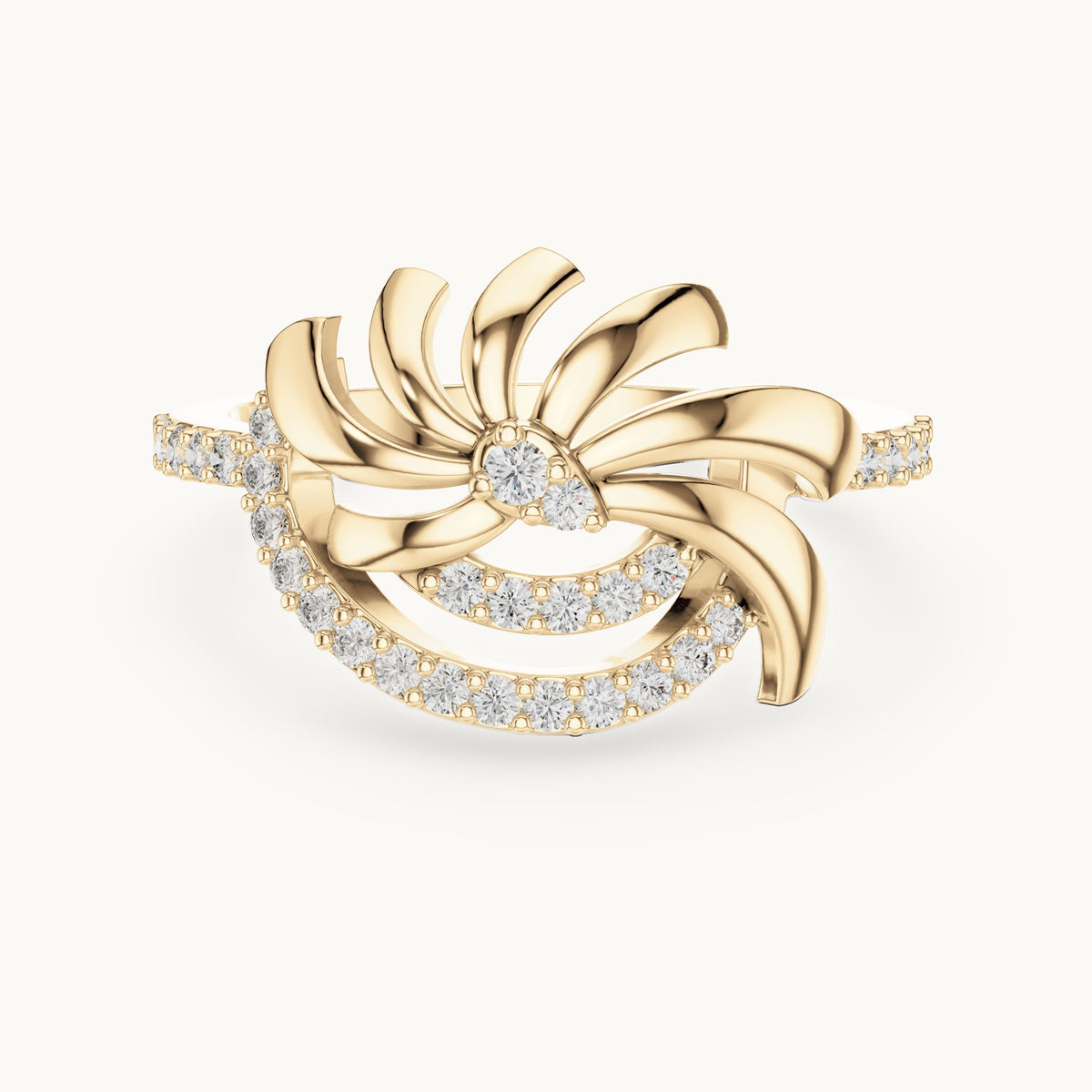 Round cut lab-grown diamond half eternity band, 0.26 CT TW, 31 stones, in solid gold (style L05-0086)